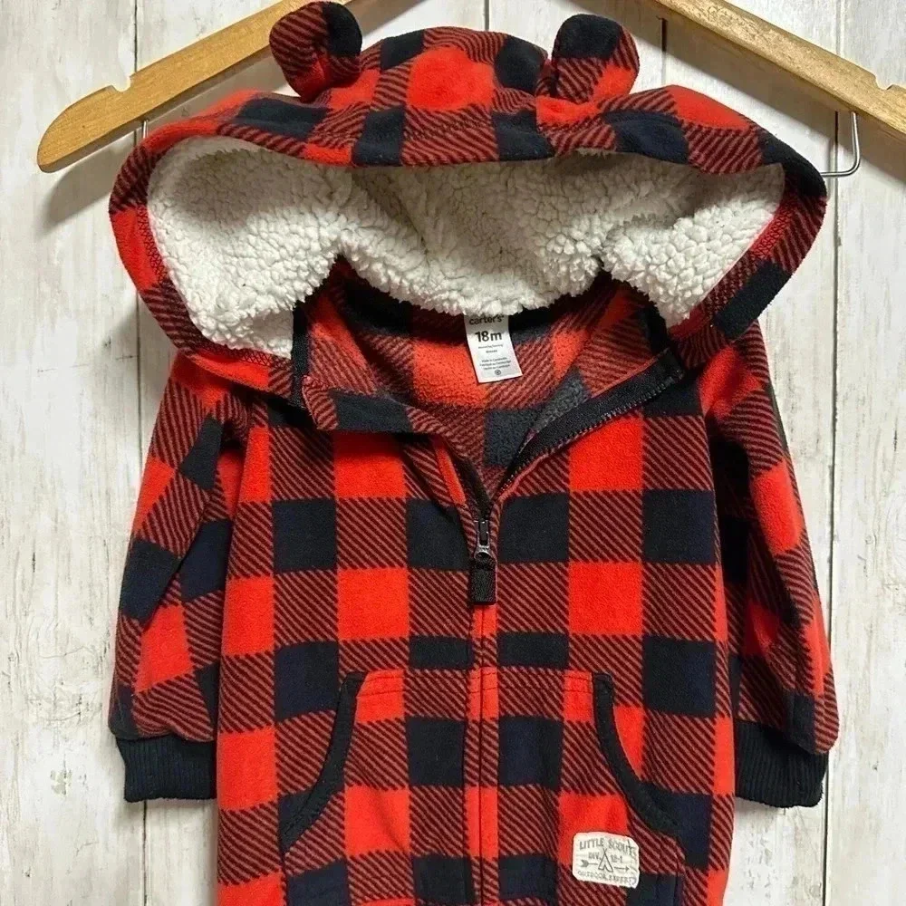 Carter’s 18M Fleece Buffalo Plaid One-Piece